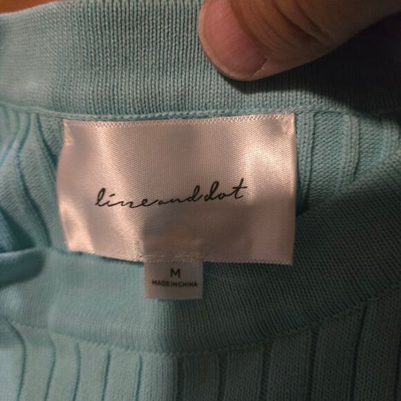 Line & Dot Blue Rib Knit Long Sleeve Sweater Dress Size M - Picture 3 of 7